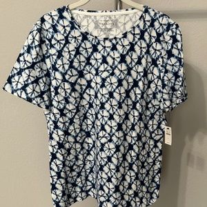 Talbots short sleeve blue and white t-shirt